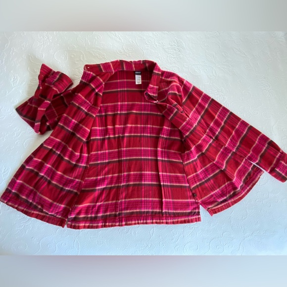 Patagonia Red Pink plaid Fjord Flannel Shirt Size 6 long sleeve Organic cotton - Picture 5 of 13